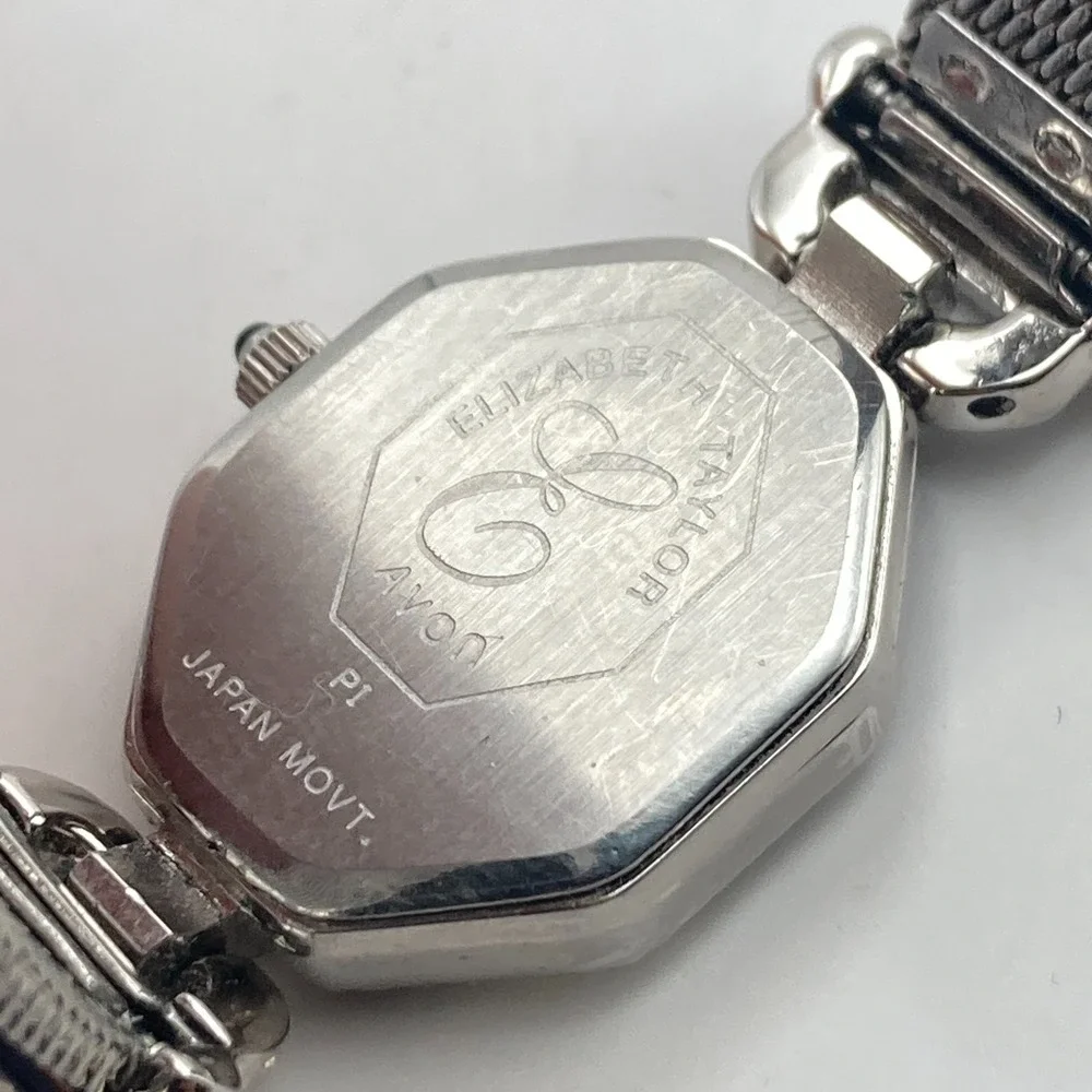 Elizabeth Taylor Avon Women's Watch Silver Tone Crystals Art Deco New Battery